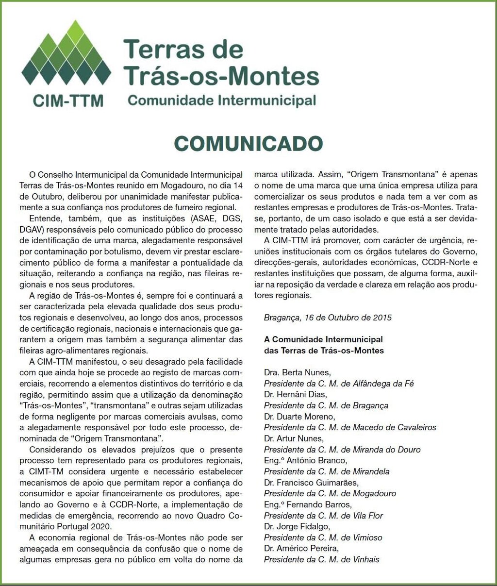 Ações de valorização e sensibilização do Fumeiro Transmontano